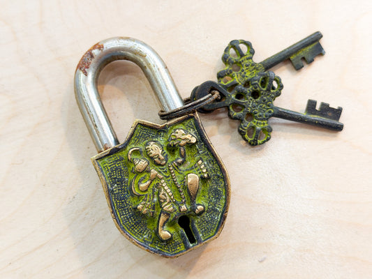 Hanuman Brass Padlock – Handmade Guardian Lock of Strength & Protection