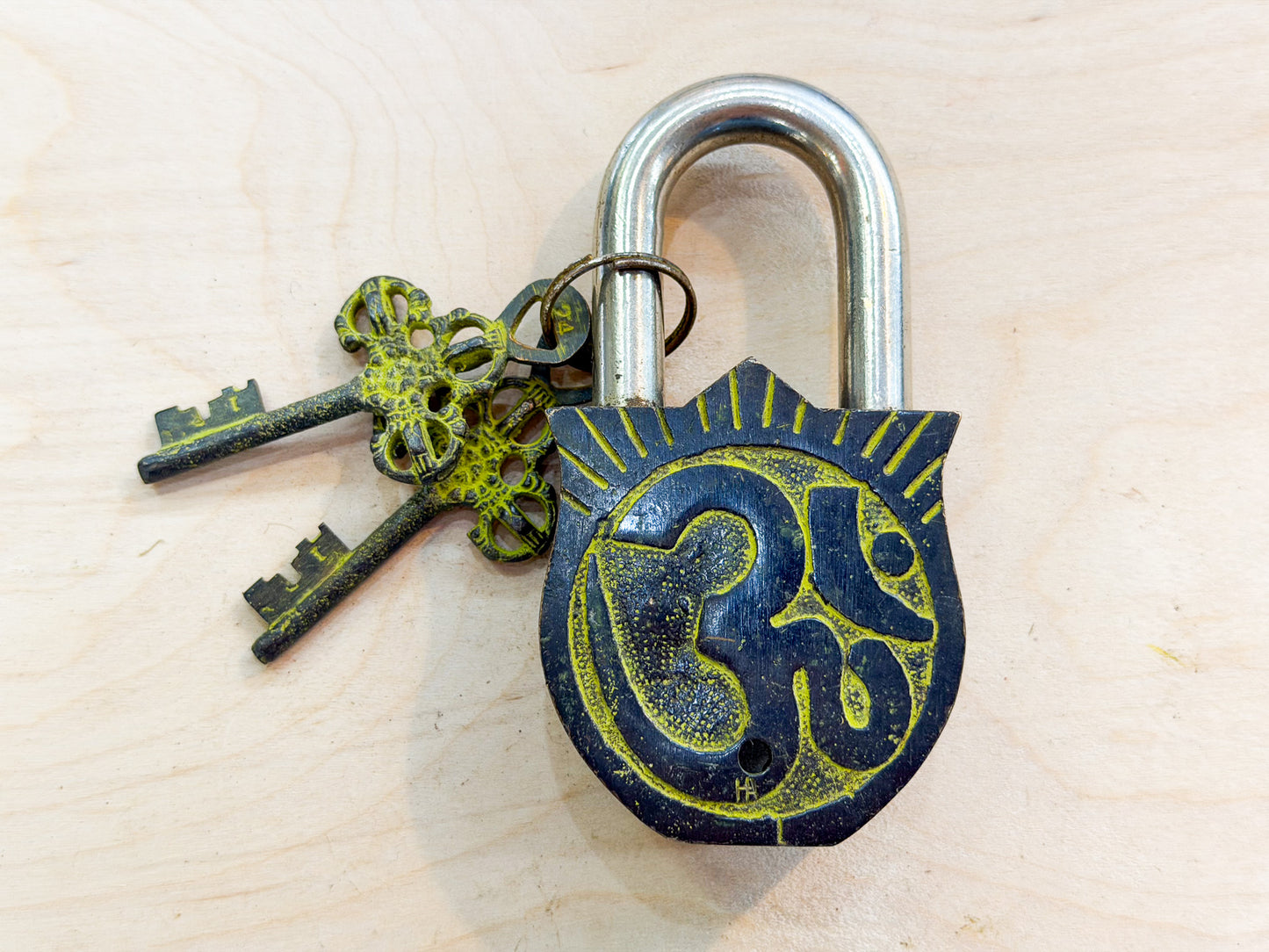 Goddess Durga Brass Padlock – Handmade Protective Lock from Nepal