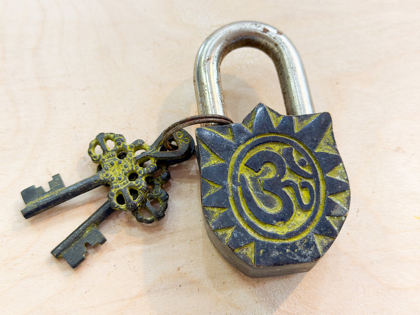 Goddess Durga Brass Padlock – Handmade Protective Lock from Nepal