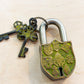 Antique-Style Brass Padlock with Tibetan Eight Auspicious Symbols – Handmade Decorative Lock from India