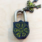 Antique-Style Brass Padlock with Tibetan Eight Auspicious Symbols – Handmade Decorative Lock from India