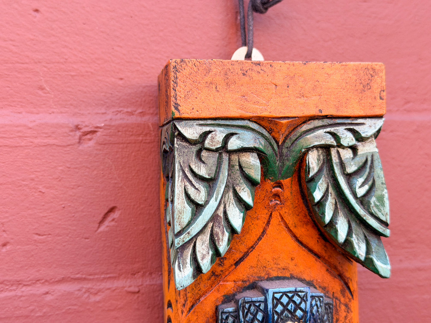 Hand-Carved Wooden Ganesha Wall Hanging – Reclaimed Wood Art from Nepal