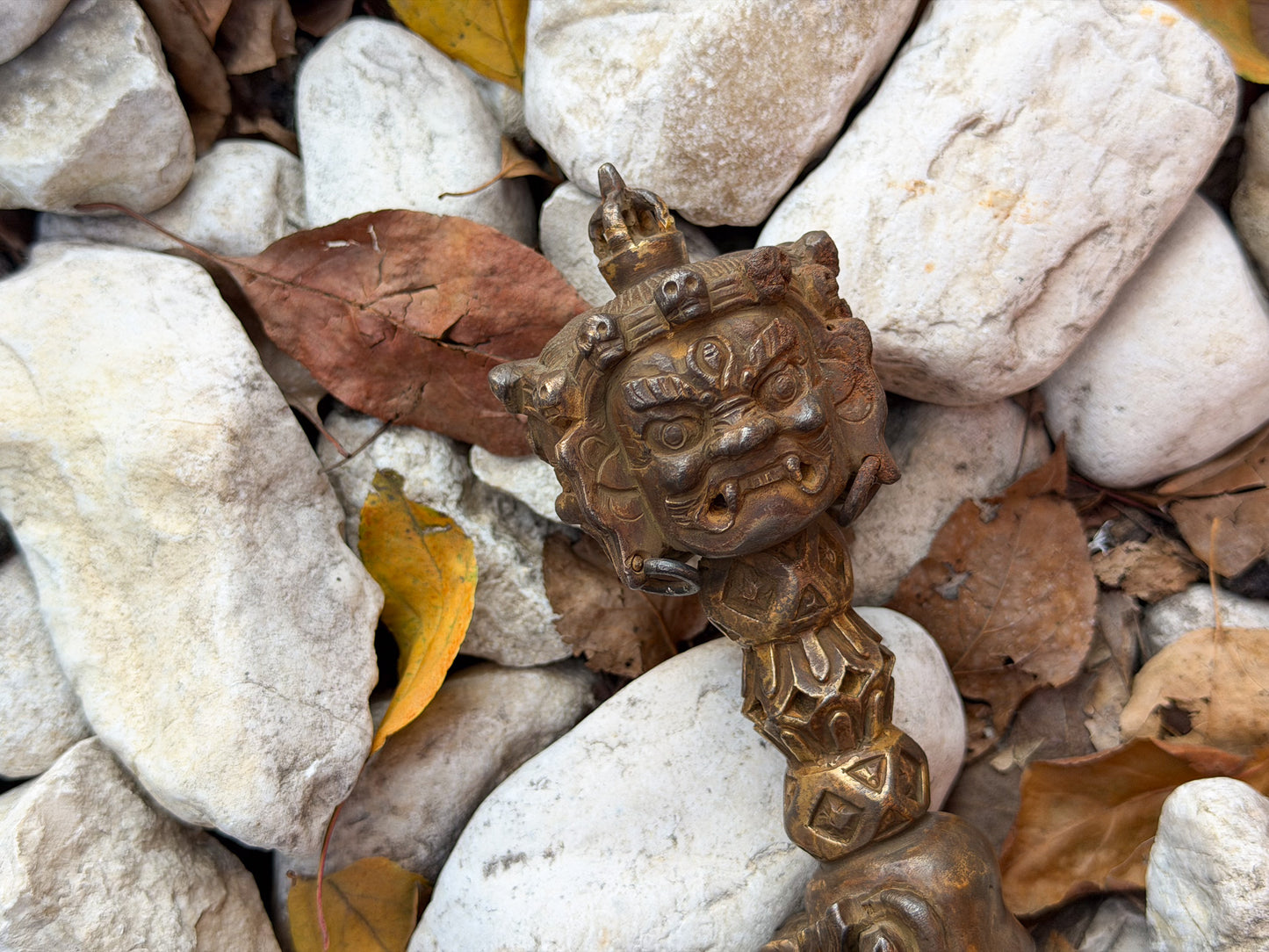 Handcrafted Brass Phurba with Stand – Tibetan Ritual Dagger from Nepal
