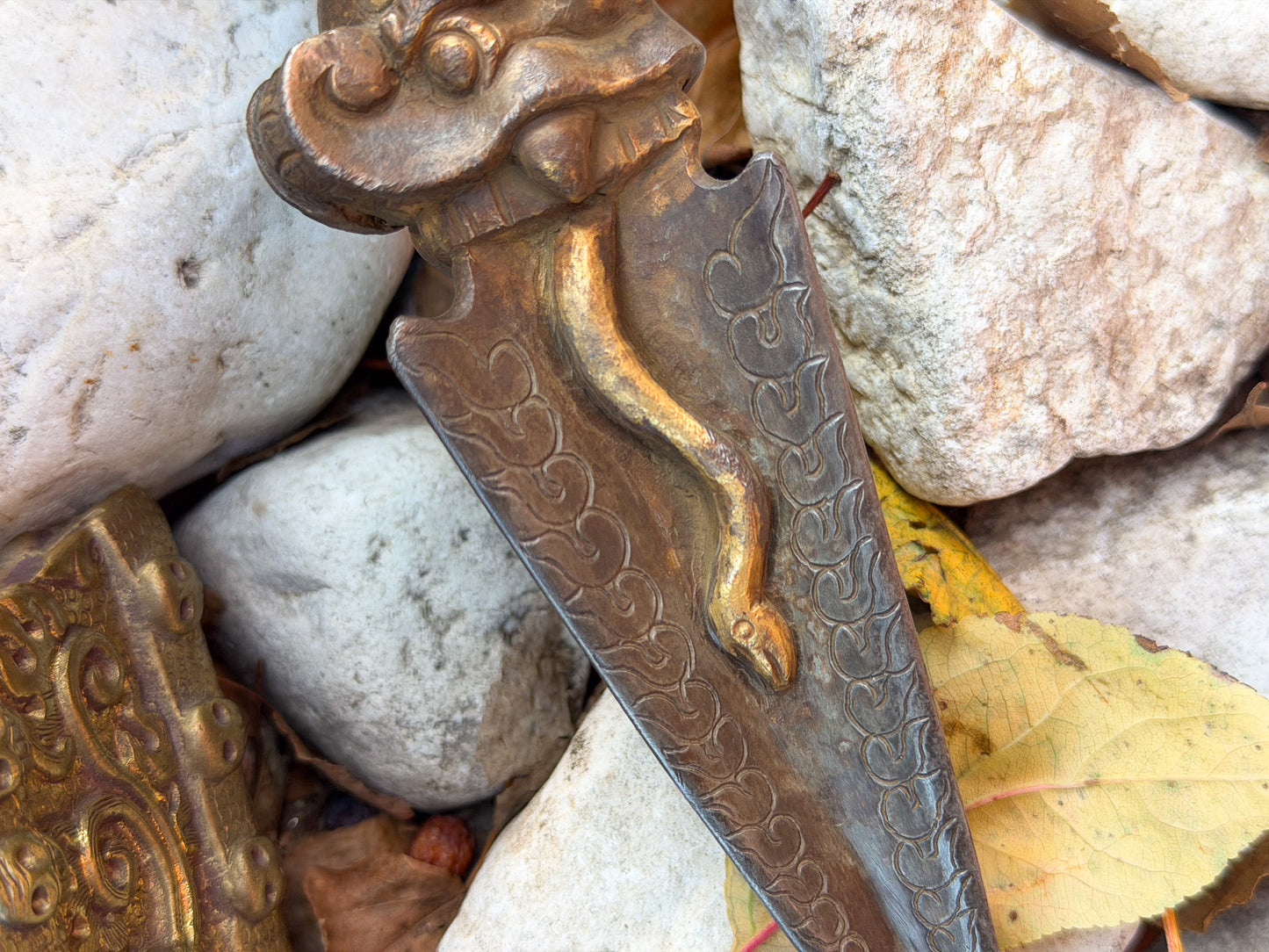 Handcrafted Brass Phurba with Stand – Tibetan Ritual Dagger from Nepal