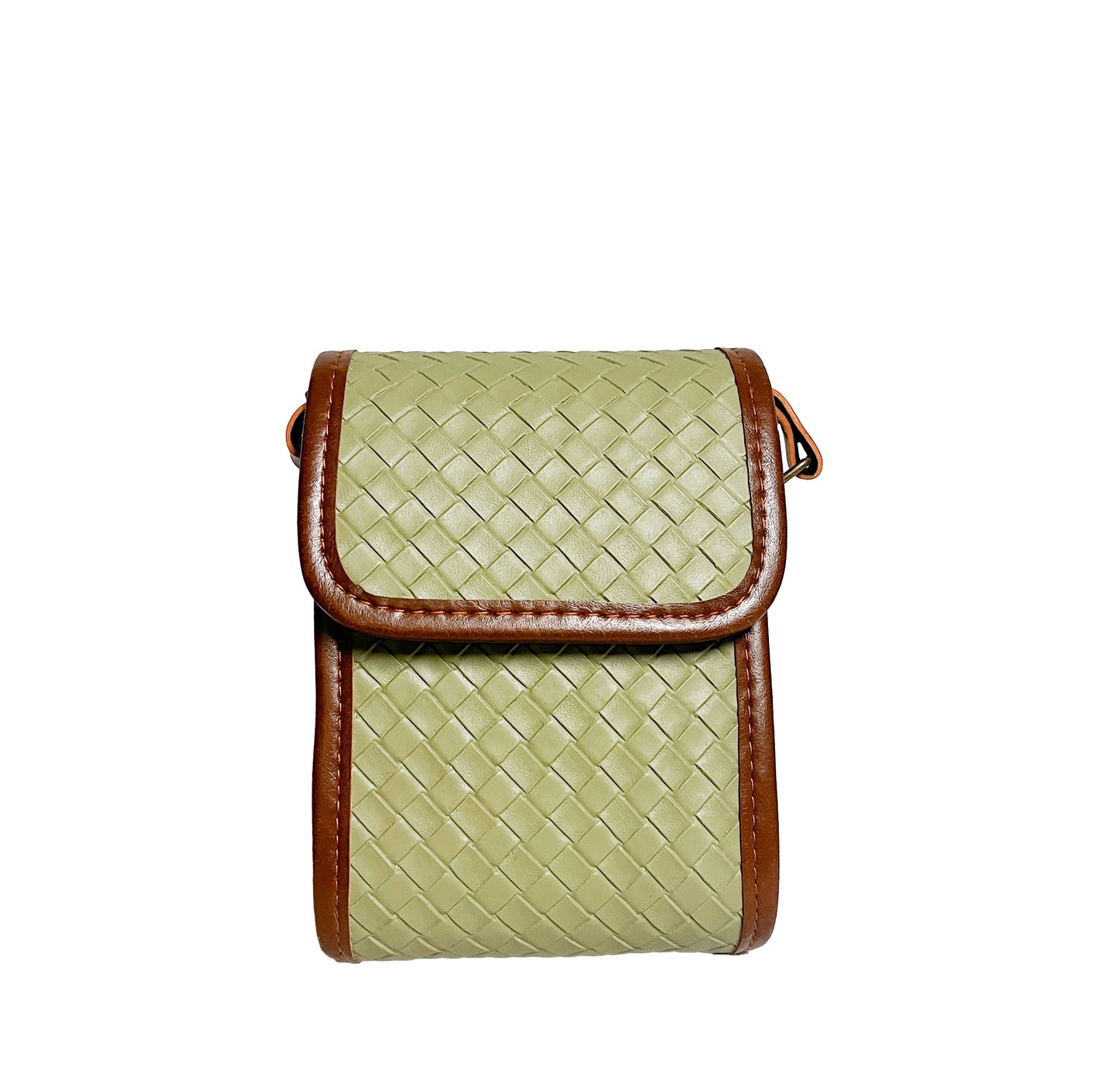 Basketweave Vegan Leather Peacock Crossbody