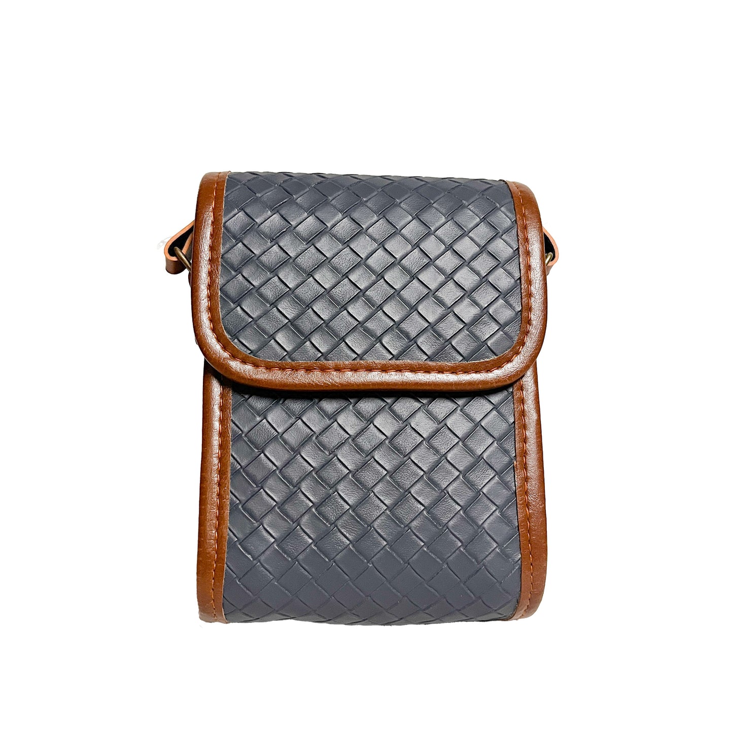 Basketweave Vegan Leather Peacock Crossbody