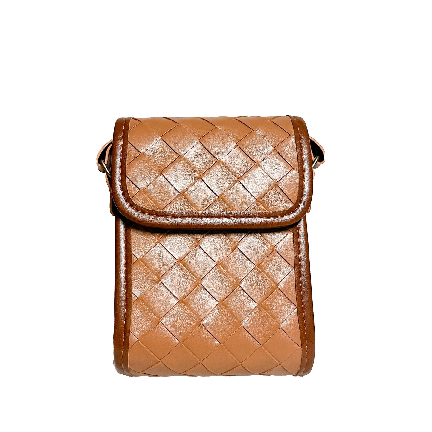 Basketweave Vegan Leather Peacock Crossbody