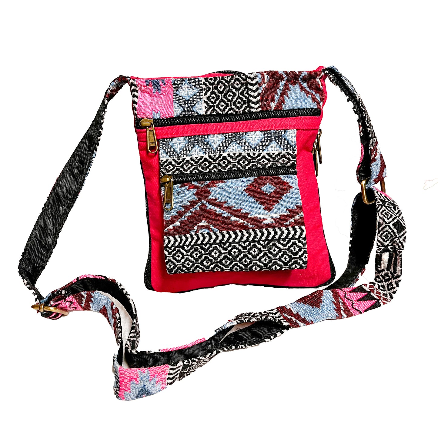 Sage Geoprint Expandable Cotton Crossbody