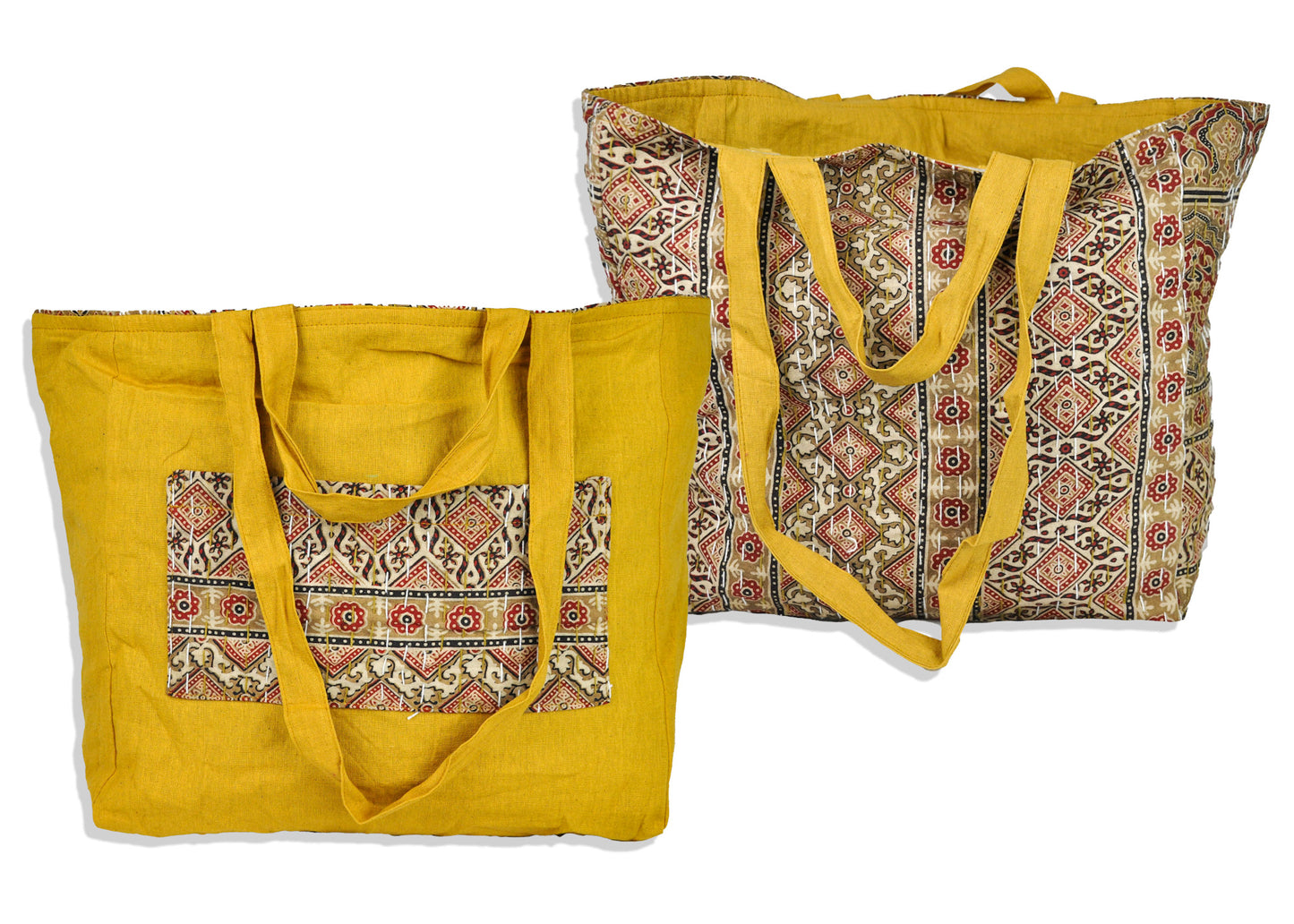 Reversible Cotton Kantha Tote with Double Strap