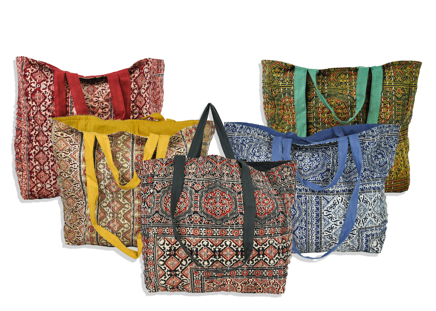 Reversible Cotton Kantha Tote with Double Strap