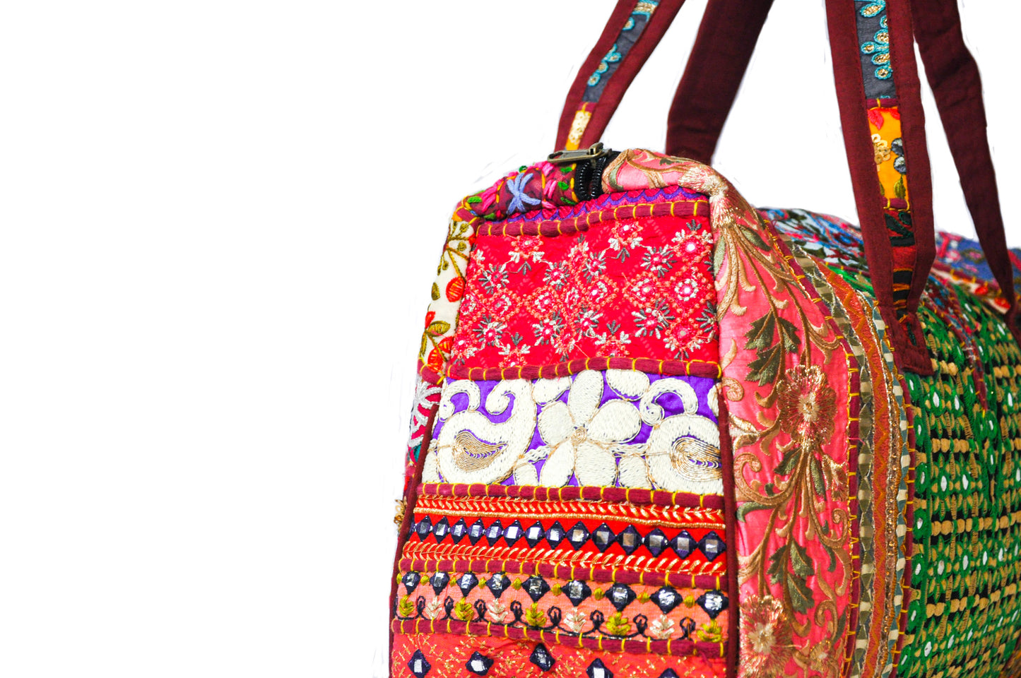 Dahlia Embroidered Patchwork Cotton Duffle Bag