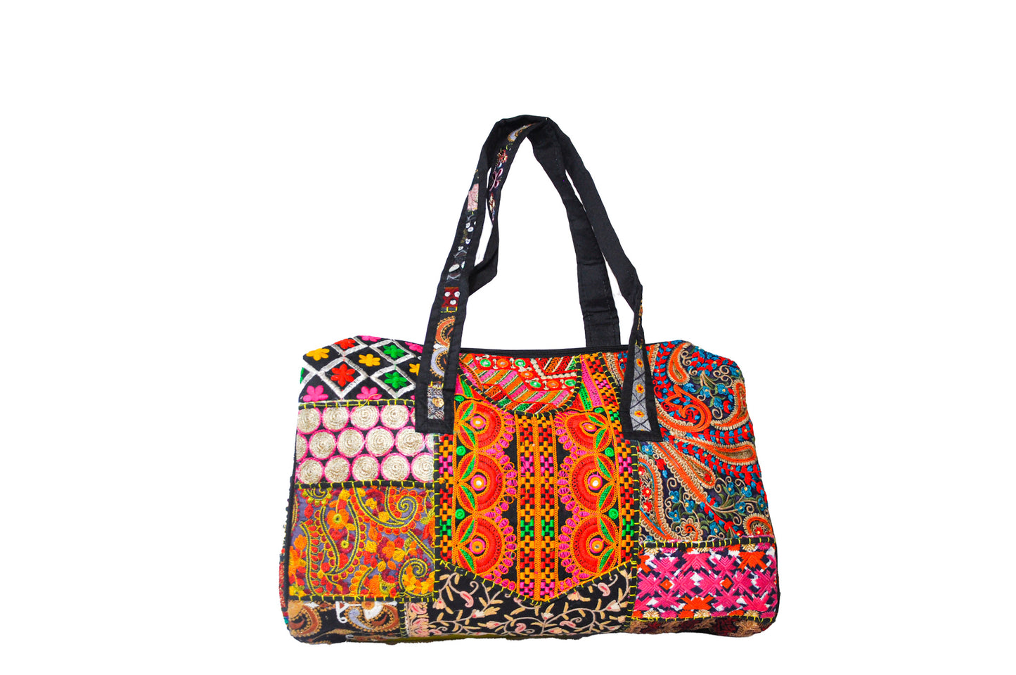 Dahlia Embroidered Patchwork Cotton Duffle Bag