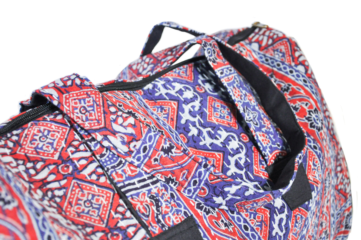 Poppy Kantha Stitch Duffle Bag