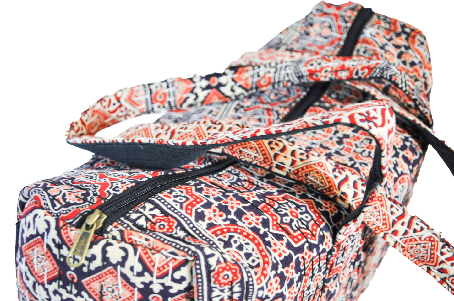 Poppy Kantha Stitch Duffle Bag