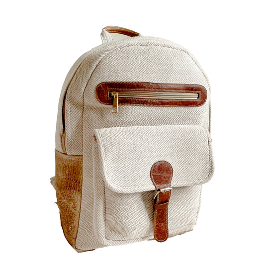 Bergamot Cotton/Hemp and Leather Backpack