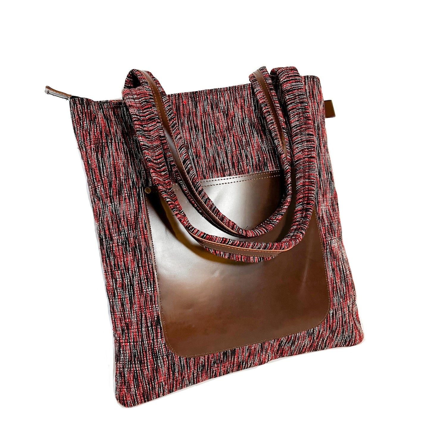 Jasmine Heavy Handloom Cotton Leather Strap Tote