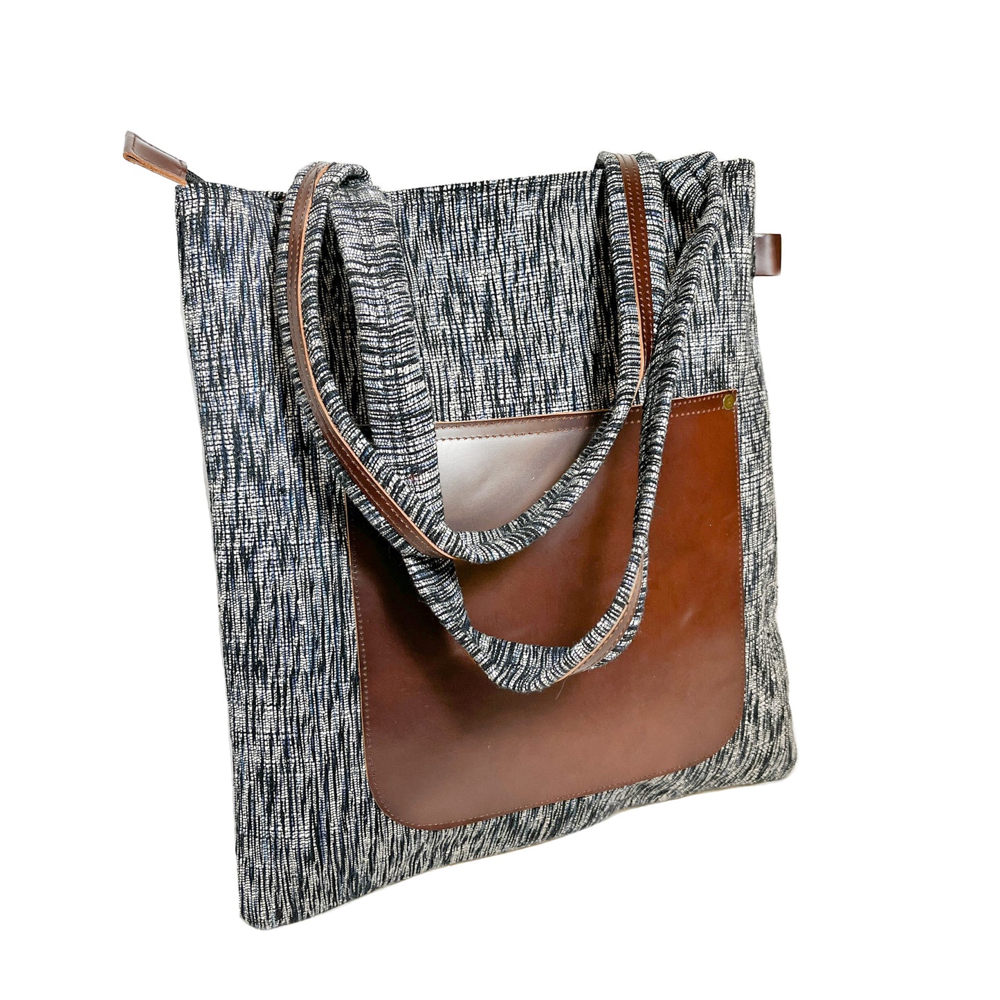 Jasmine Heavy Handloom Cotton Leather Strap Tote